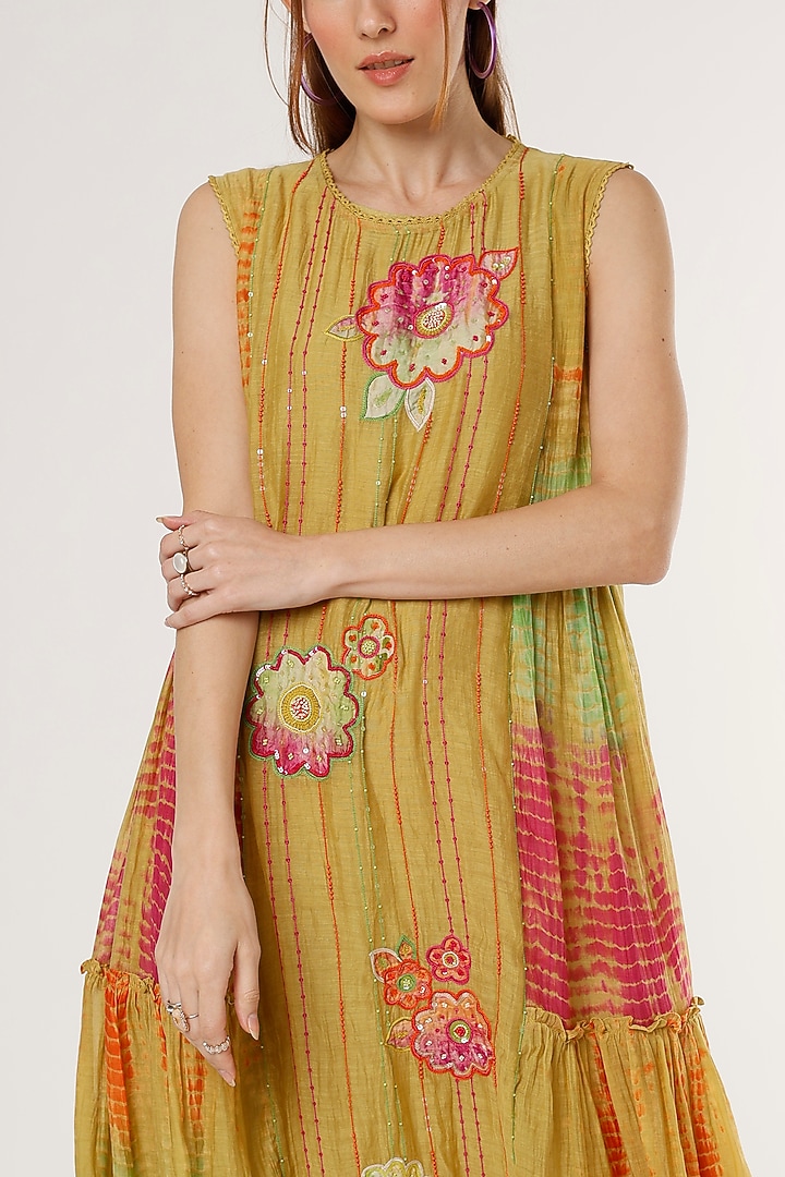 Mustard Printed Flared Vacation Dress by Capisvirleo at Pernia's Pop Up Shop