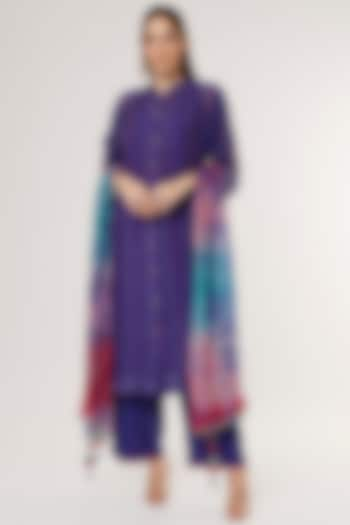 Purple Chanderi Kurta Set by Capisvirleo at Pernia's Pop Up Shop