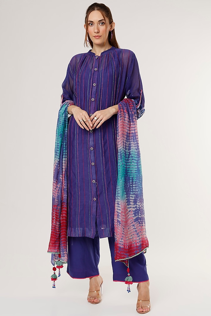 Purple Chanderi Kurta Set by Capisvirleo at Pernia's Pop Up Shop