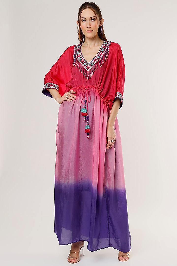 Multi-Coloured Embroidered Kaftan by Capisvirleo