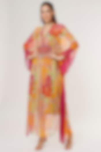 Multi-Coloured Chiffon Embroidered Kaftan by Capisvirleo at Pernia's Pop Up Shop