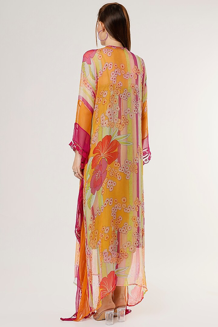 Multi-Coloured Chiffon Embroidered Kaftan by Capisvirleo at Pernia's Pop Up Shop