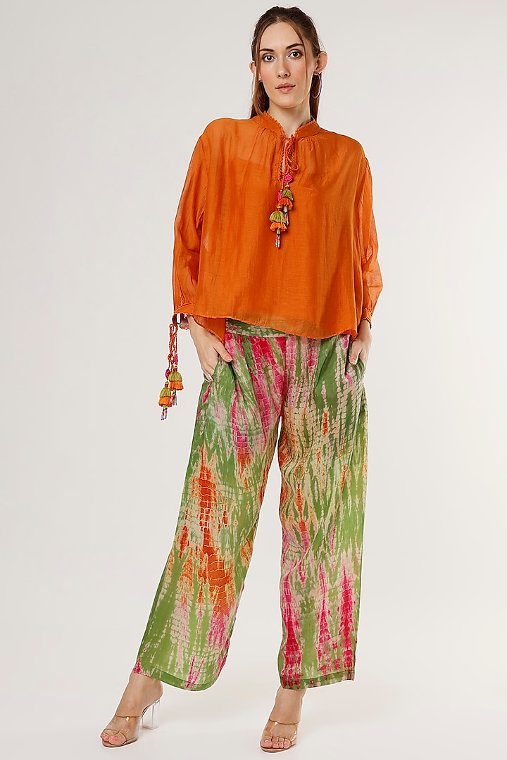 Green Tie-Dye Printed Pant Set by Capisvirleo at Pernia's Pop Up Shop