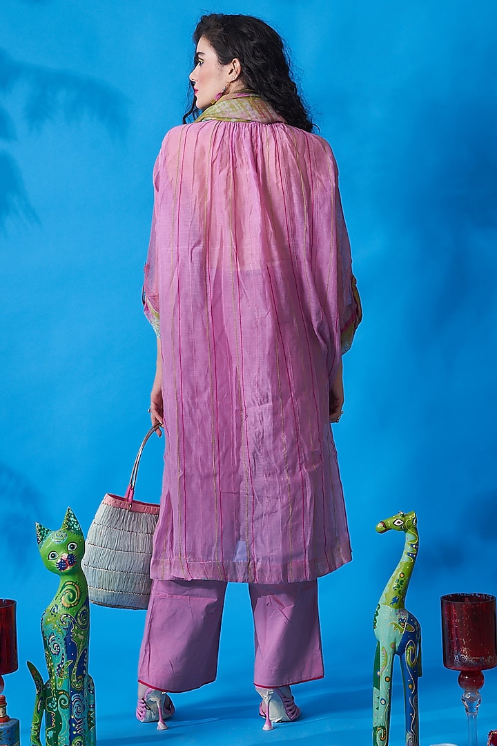 Lavender Chanderi Silk Tunic Set by Capisvirleo at Pernia's Pop Up Shop