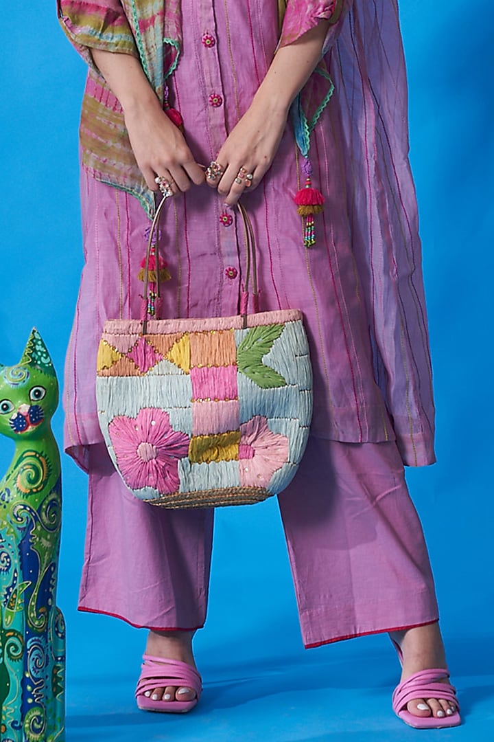 Lavender Chanderi Silk Tunic Set by Capisvirleo at Pernia's Pop Up Shop