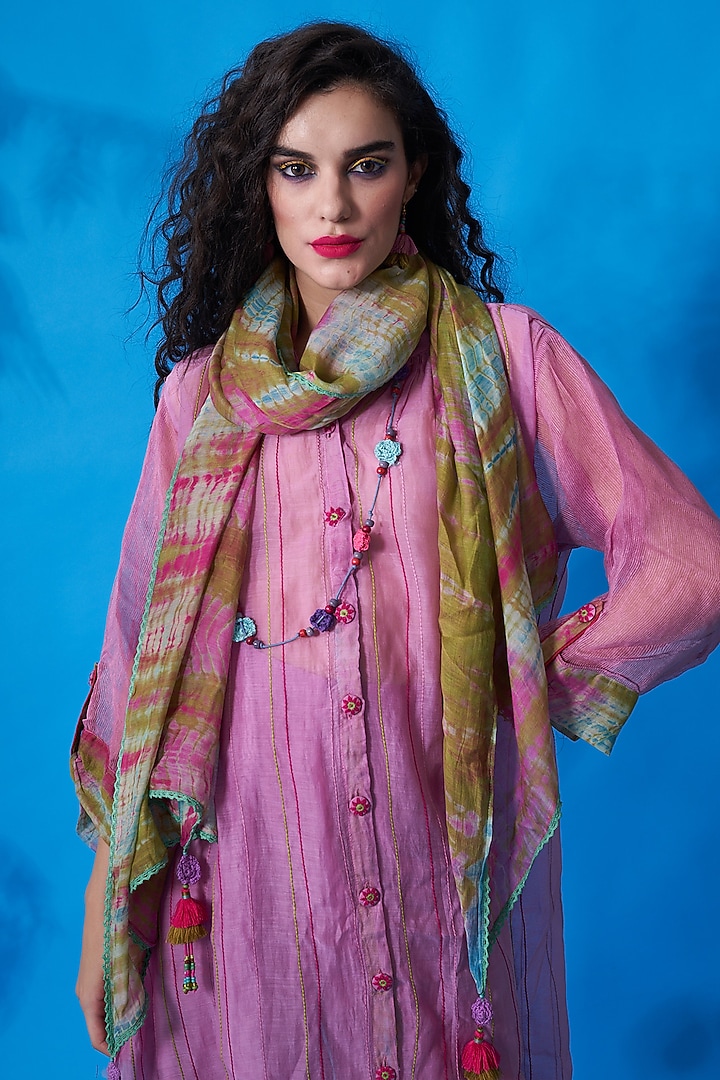 Lavender Chanderi Silk Tunic Set by Capisvirleo at Pernia's Pop Up Shop