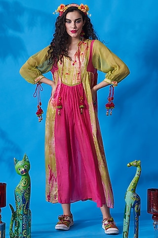 Lime Hand Embroidered Dress by Capisvirleo