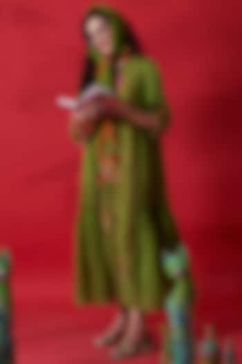 Green Embroidered Flared Vacation Dress by Capisvirleo at Pernia's Pop Up Shop