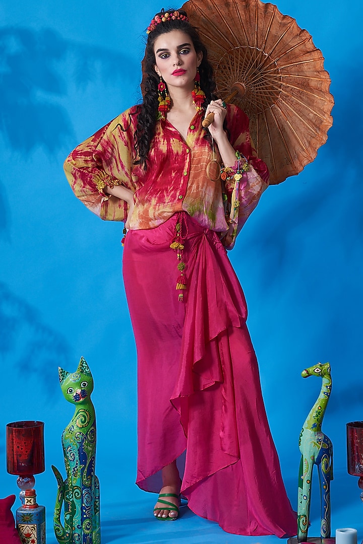 Pink Habutai Silk Skirt by Capisvirleo
