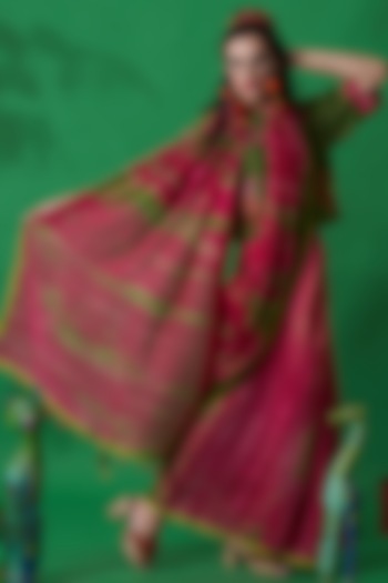 Magenta Chanderi silk Tie-Dyed Saree by Capisvirleo