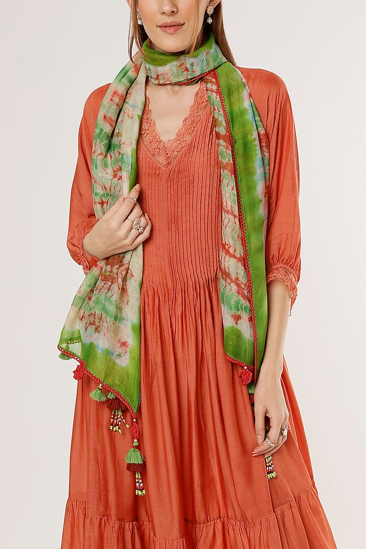 Green Printed Stole by Capisvirleo at Pernia's Pop Up Shop