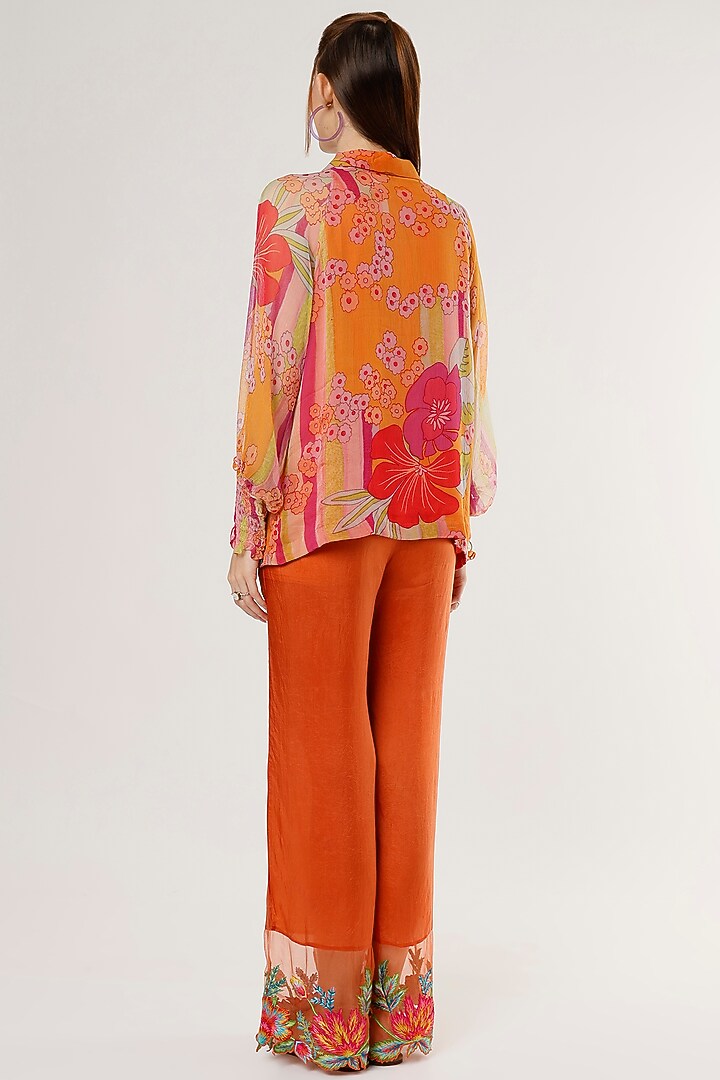 Orange Embroidered Pants by Capisvirleo at Pernia's Pop Up Shop
