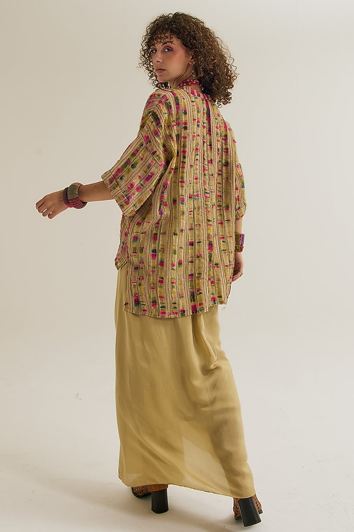 Ecru Cotton Jute Threadwork Shirt by Capisvirleo at Pernia's Pop Up Shop