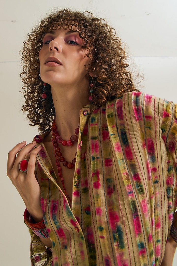 Ecru Cotton Jute Threadwork Shirt by Capisvirleo at Pernia's Pop Up Shop
