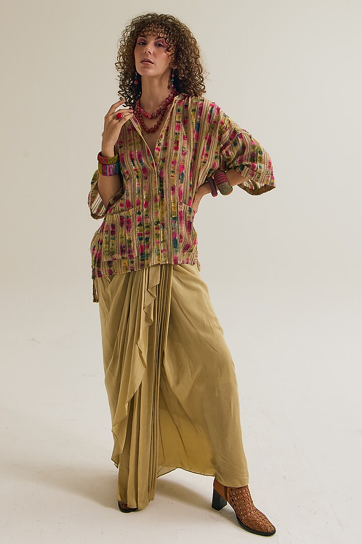 Ecru Cotton Silk Skirt by Capisvirleo at Pernia's Pop Up Shop
