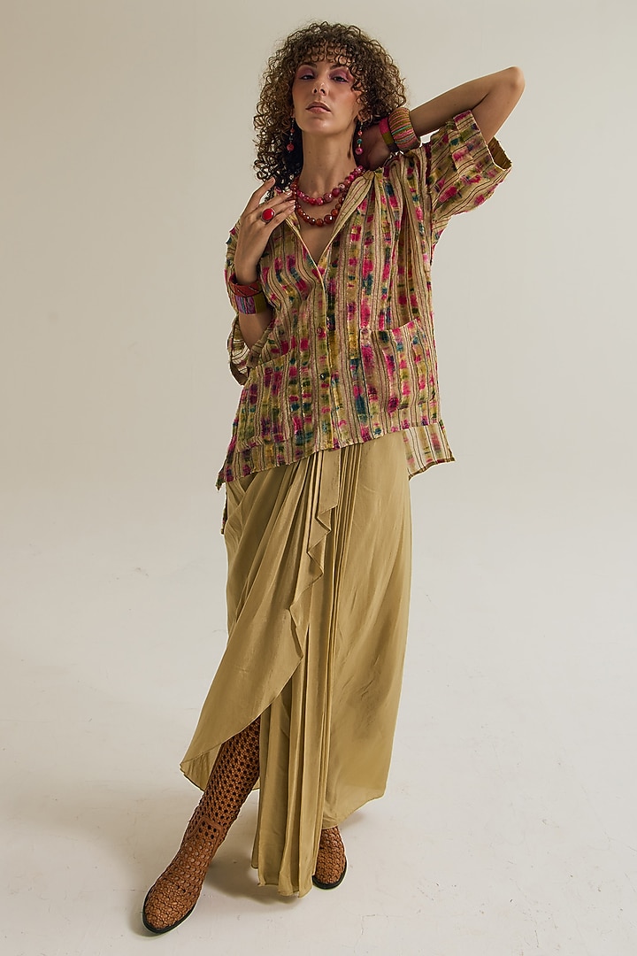 Ecru Cotton Silk Skirt by Capisvirleo at Pernia's Pop Up Shop