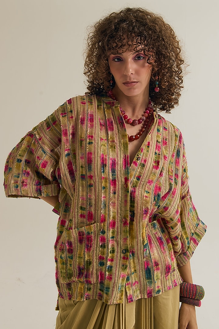 Ecru Cotton Jute & Silk Thread Work Co-Ord Set by Capisvirleo at Pernia's Pop Up Shop