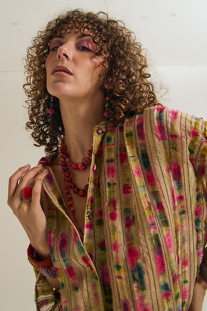 Ecru Cotton Jute & Silk Thread Work Co-Ord Set by Capisvirleo at Pernia's Pop Up Shop