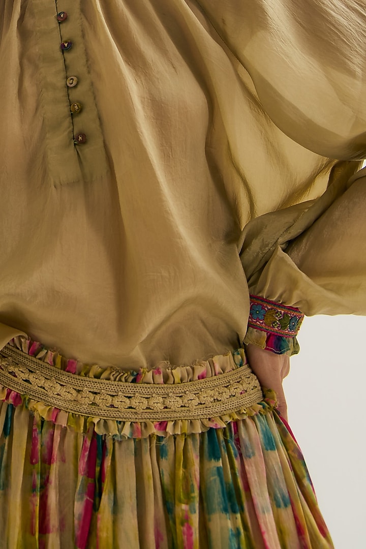 Ecru Habutai Silk Threadwork Shirt by Capisvirleo at Pernia's Pop Up Shop