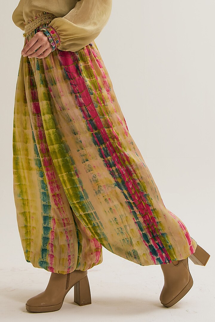 Ecru Habutai Silk Tie-Dyed Pant by Capisvirleo at Pernia's Pop Up Shop