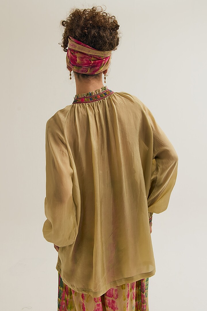 Ecru Habutai Silk Threadwork Co-Ord Set by Capisvirleo at Pernia's Pop Up Shop