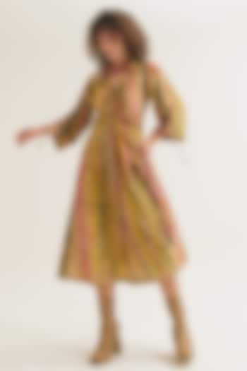 Ecru Cotton Silk Tie-Dyed A-Line Vacation Dress  by Capisvirleo at Pernia's Pop Up Shop