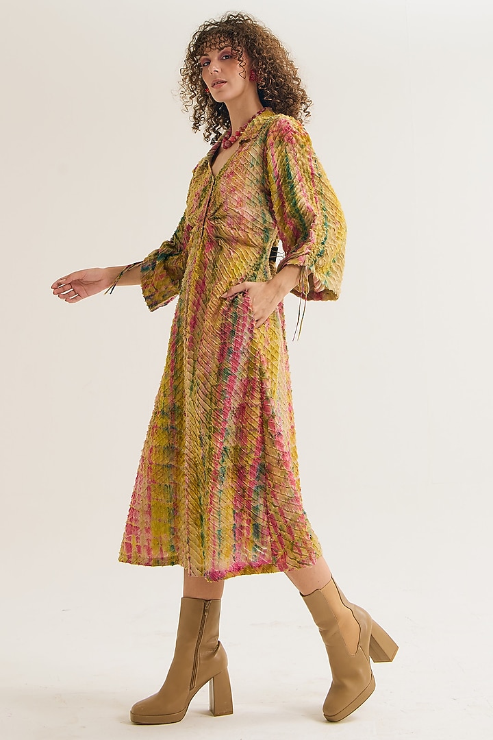 Ecru Cotton Silk Tie-Dyed A-Line Vacation Dress  by Capisvirleo at Pernia's Pop Up Shop