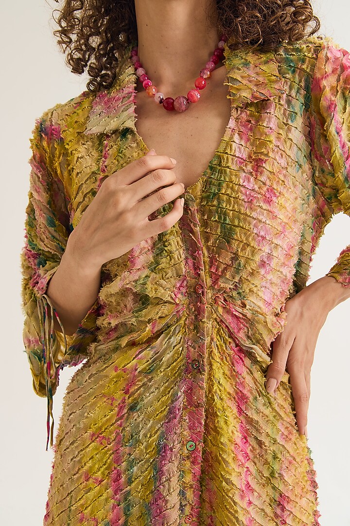 Ecru Cotton Silk Tie-Dyed A-Line Vacation Dress  by Capisvirleo at Pernia's Pop Up Shop