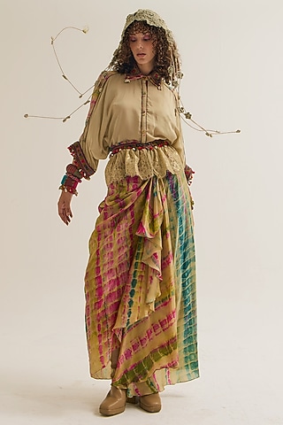 Ecru Habutai Silk Skirt by Capisvirleo