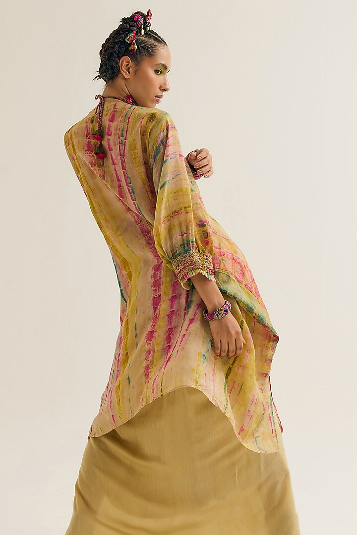 Ecru Habutai Silk & Cotton Silk Embroidered Co-Ord Set by Capisvirleo at Pernia's Pop Up Shop