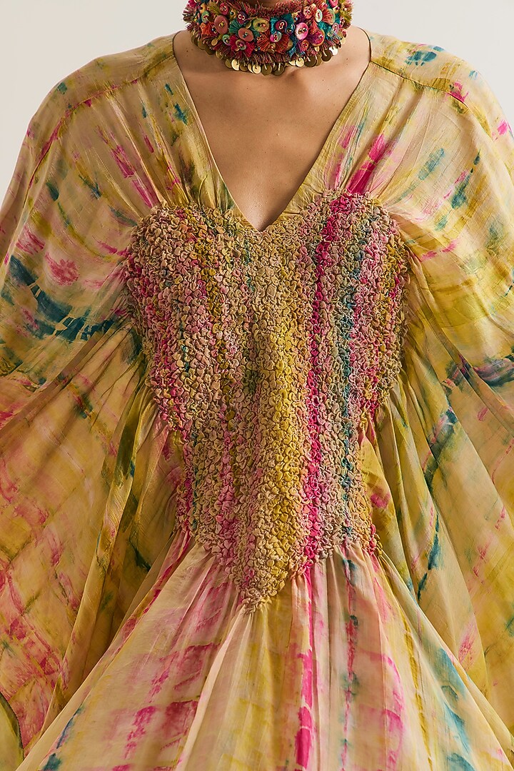 Ecru Habutai Silk & Cotton Silk Embroidered Co-Ord Set by Capisvirleo at Pernia's Pop Up Shop