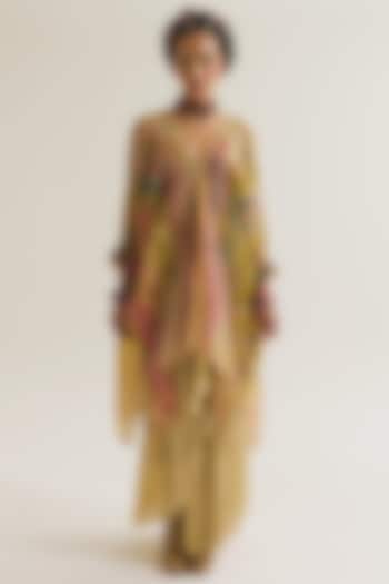 Ecru Habutai Silk Embroidered Kaftan Shirt by Capisvirleo at Pernia's Pop Up Shop