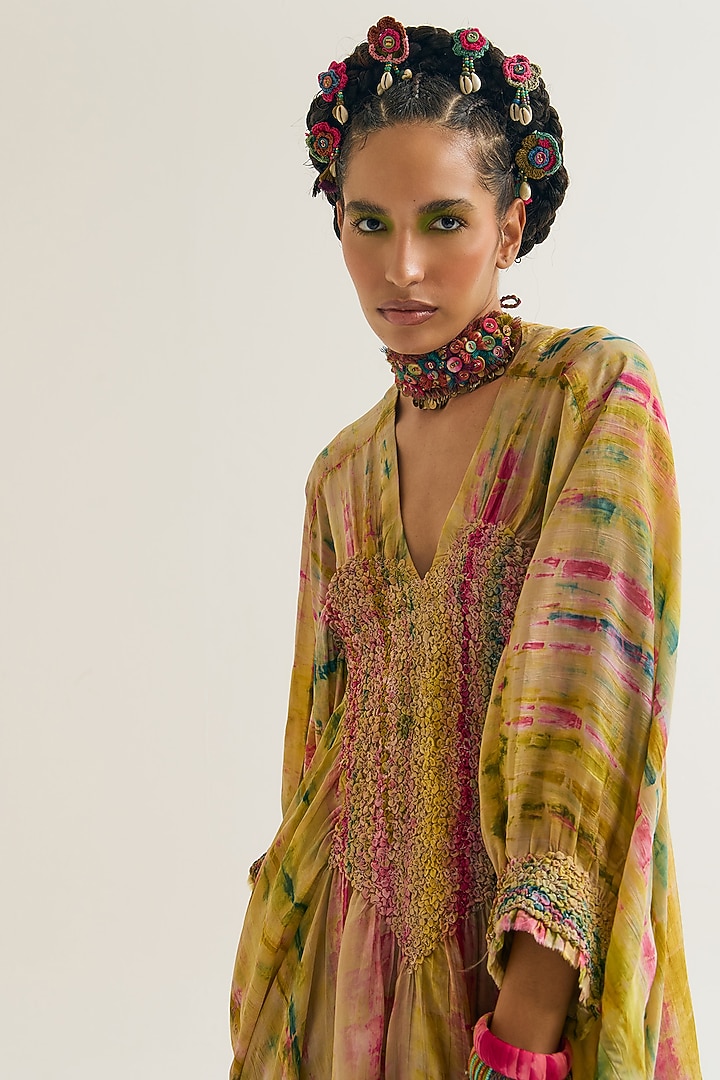 Ecru Habutai Silk Embroidered Kaftan Shirt by Capisvirleo at Pernia's Pop Up Shop