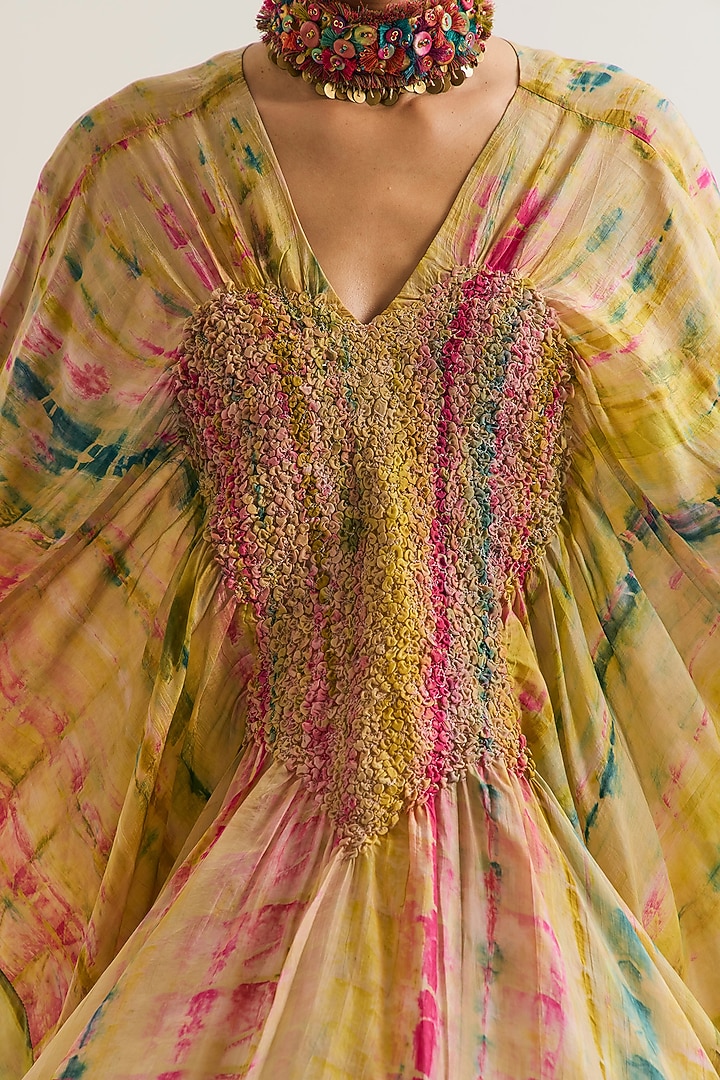 Ecru Habutai Silk Embroidered Kaftan Shirt by Capisvirleo at Pernia's Pop Up Shop