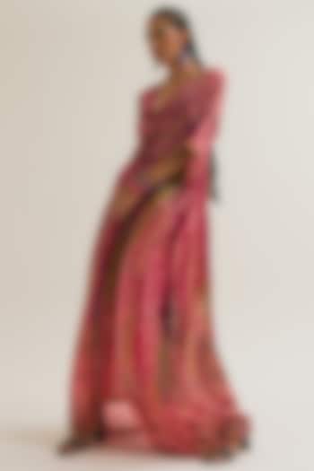 Peach Habutai Silk Embroidered Tie-Dyed Kaftan by Capisvirleo at Pernia's Pop Up Shop