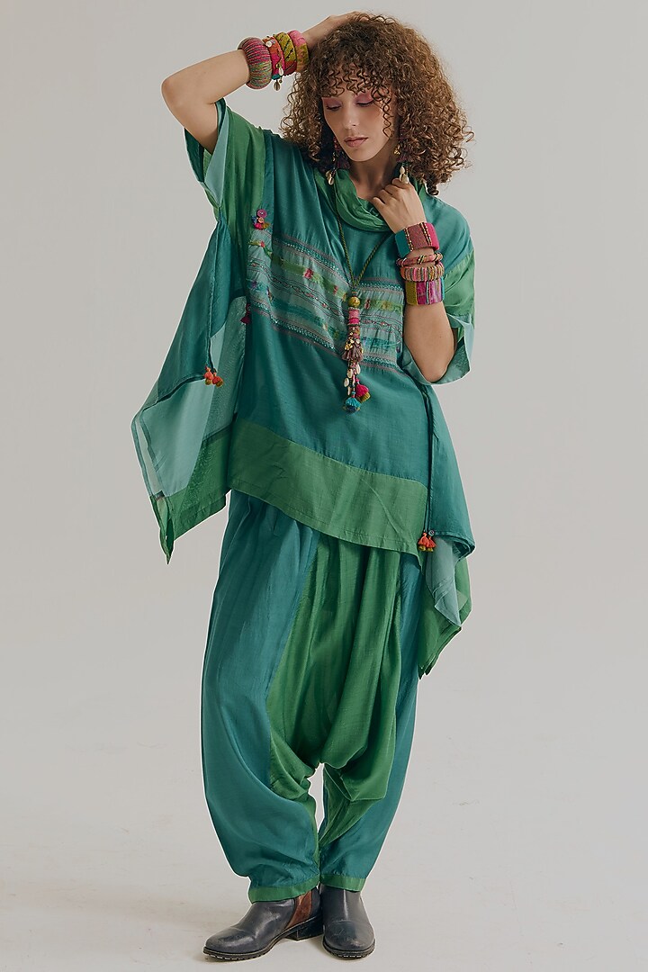 Teal & Sage Cotton Silk Co-Ord Set by Capisvirleo at Pernia's Pop Up Shop
