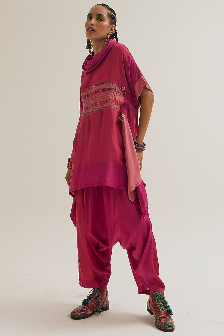 Fuchsia & Peach Cotton Silk Co-Ord Set by Capisvirleo at Pernia's Pop Up Shop