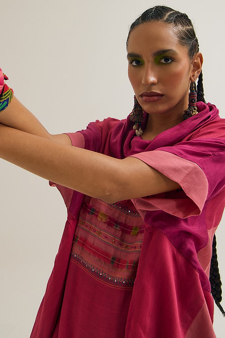 Fuchsia & Peach Cotton Silk Co-Ord Set by Capisvirleo at Pernia's Pop Up Shop