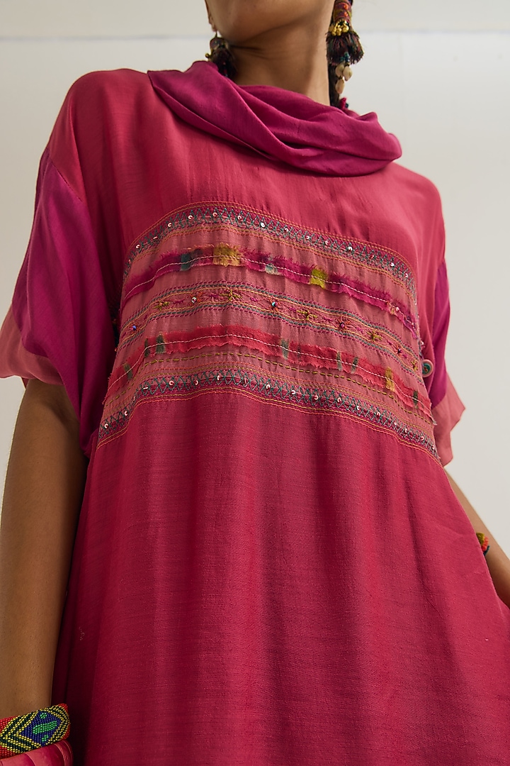 Fuchsia & Peach Cotton Silk Co-Ord Set by Capisvirleo at Pernia's Pop Up Shop