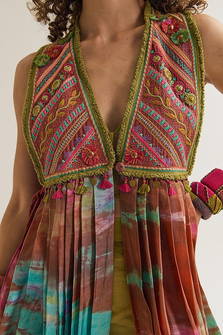 Rust & Brown Habutai Silk Embroidered Jacket Set by Capisvirleo at Pernia's Pop Up Shop