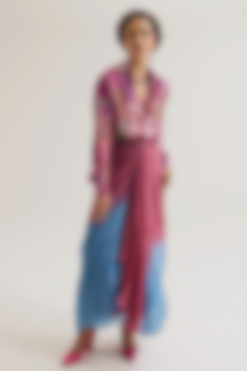 Lavender & Blue Habutai Silk Ombre Skirt by Capisvirleo at Pernia's Pop Up Shop