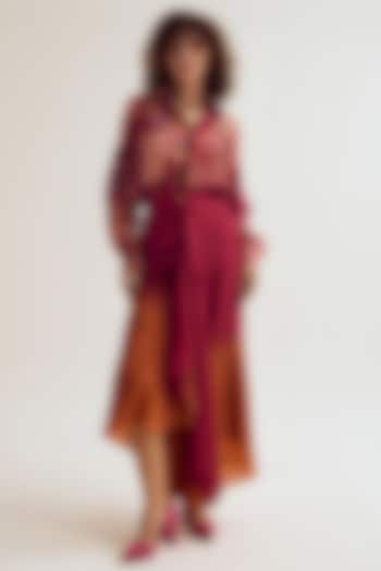 Fuchsia & Orange Habutai Silk Ombre Skirt by Capisvirleo at Pernia's Pop Up Shop