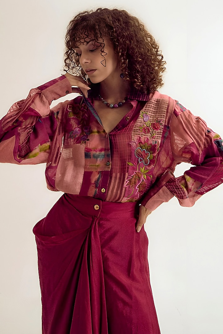 Fuchsia & Orange Habutai Silk Ombre Skirt by Capisvirleo at Pernia's Pop Up Shop