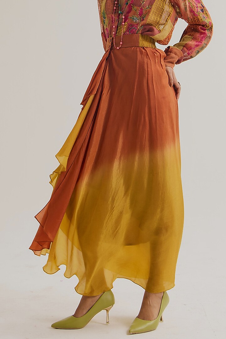 Rust & Ochre Habutai Silk Skirt by Capisvirleo at Pernia's Pop Up Shop
