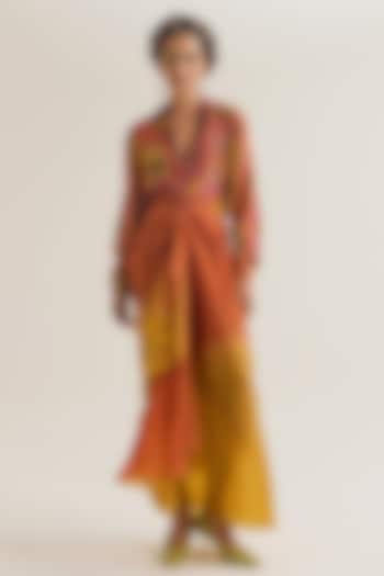 Rust & Ochre Linen Embroidered Co-Ord Set by Capisvirleo at Pernia's Pop Up Shop