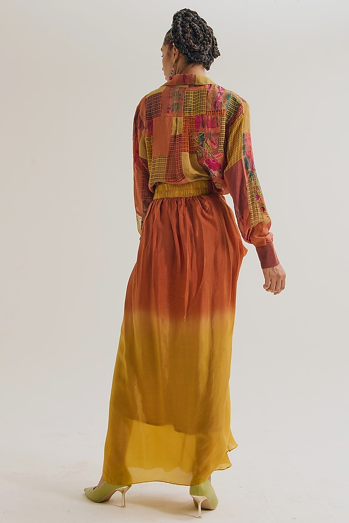 Rust & Ochre Linen Embroidered Co-Ord Set by Capisvirleo at Pernia's Pop Up Shop