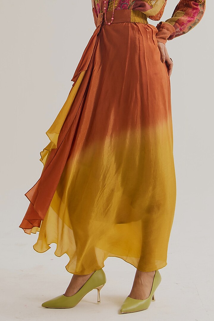 Rust & Ochre Linen Embroidered Co-Ord Set by Capisvirleo at Pernia's Pop Up Shop