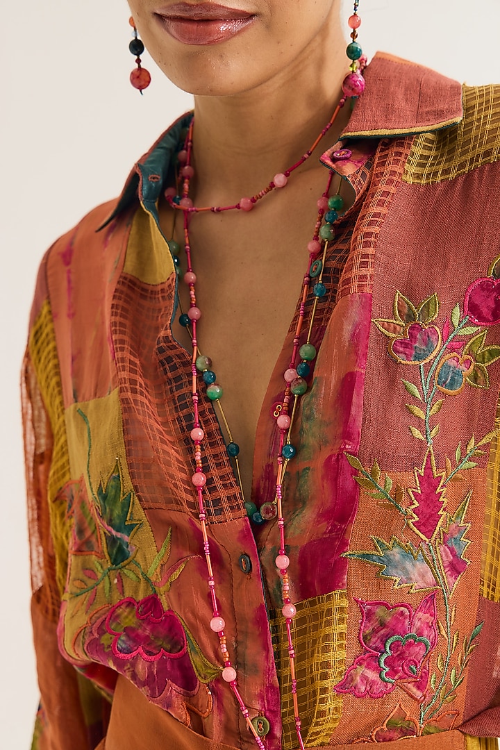 Rust & Ochre Linen Embroidered Co-Ord Set by Capisvirleo at Pernia's Pop Up Shop