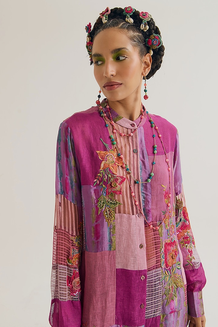 Lavender Linen Patchwork Shirt by Capisvirleo at Pernia's Pop Up Shop