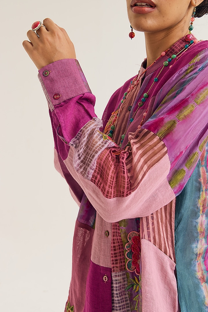 Lavender Linen Patchwork Shirt by Capisvirleo at Pernia's Pop Up Shop